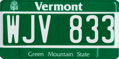 VT license plate WJV833