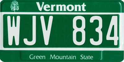 VT license plate WJV834