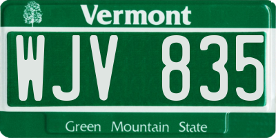 VT license plate WJV835