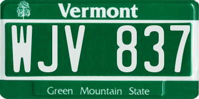 VT license plate WJV837