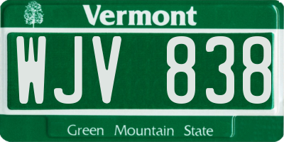 VT license plate WJV838