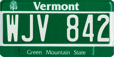 VT license plate WJV842
