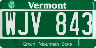 VT license plate WJV843