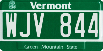 VT license plate WJV844