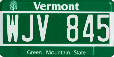 VT license plate WJV845