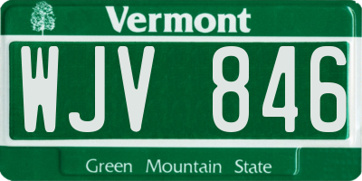 VT license plate WJV846