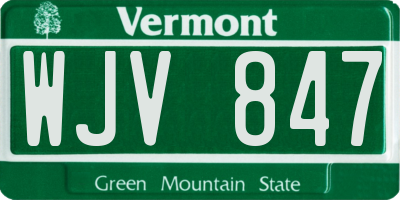 VT license plate WJV847