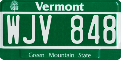 VT license plate WJV848