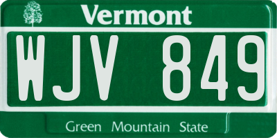 VT license plate WJV849