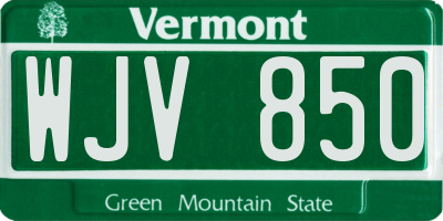 VT license plate WJV850
