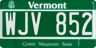 VT license plate WJV852