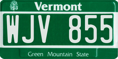 VT license plate WJV855