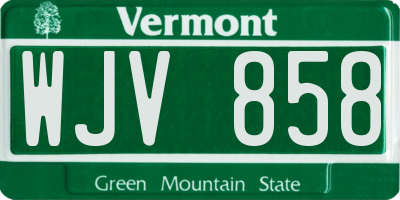 VT license plate WJV858