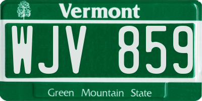 VT license plate WJV859