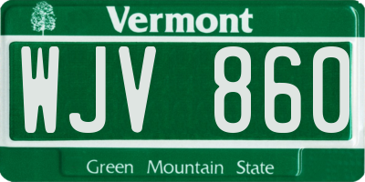 VT license plate WJV860