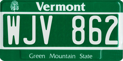 VT license plate WJV862