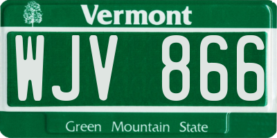 VT license plate WJV866