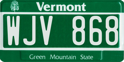 VT license plate WJV868