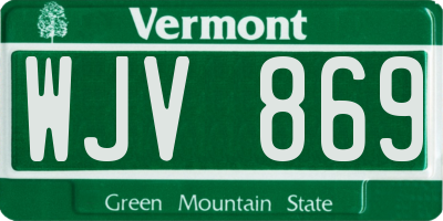 VT license plate WJV869