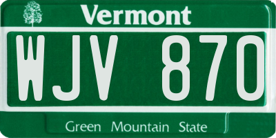VT license plate WJV870