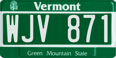 VT license plate WJV871
