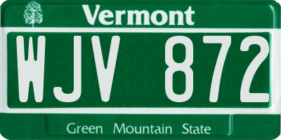 VT license plate WJV872