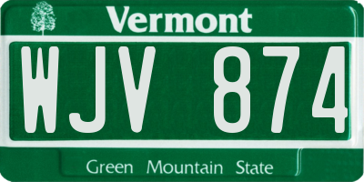 VT license plate WJV874