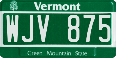 VT license plate WJV875