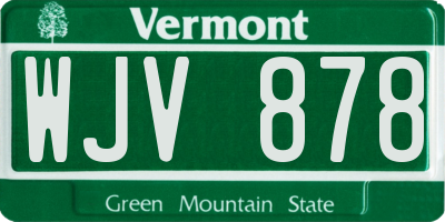 VT license plate WJV878