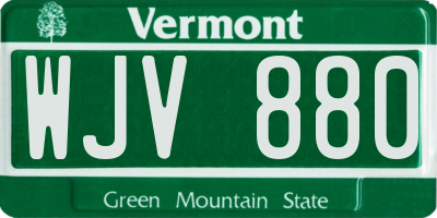 VT license plate WJV880