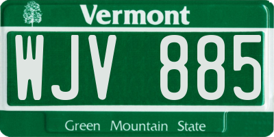 VT license plate WJV885