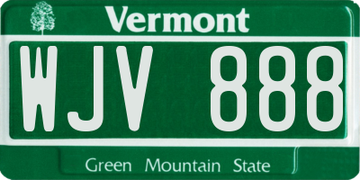 VT license plate WJV888