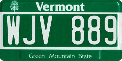 VT license plate WJV889