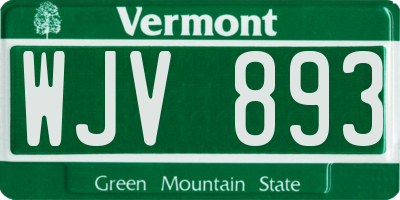 VT license plate WJV893