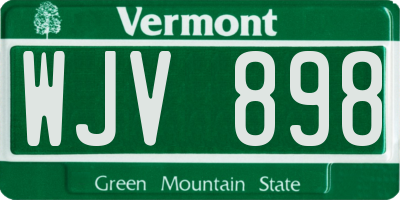 VT license plate WJV898