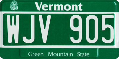 VT license plate WJV905