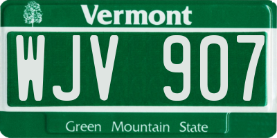 VT license plate WJV907