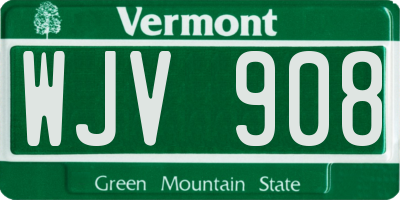 VT license plate WJV908