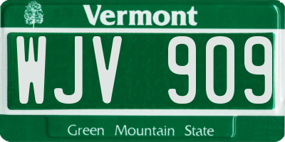 VT license plate WJV909