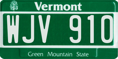 VT license plate WJV910
