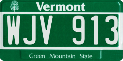 VT license plate WJV913