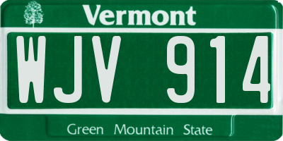 VT license plate WJV914