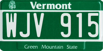 VT license plate WJV915