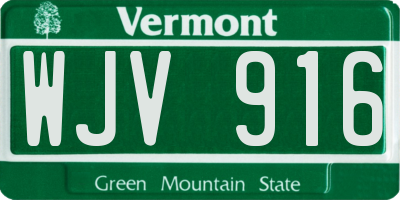VT license plate WJV916