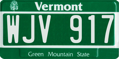 VT license plate WJV917
