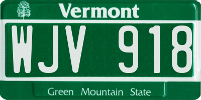 VT license plate WJV918