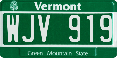 VT license plate WJV919