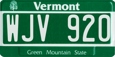 VT license plate WJV920