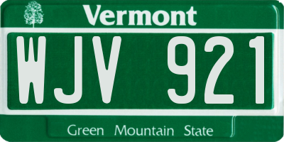 VT license plate WJV921