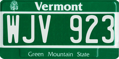 VT license plate WJV923